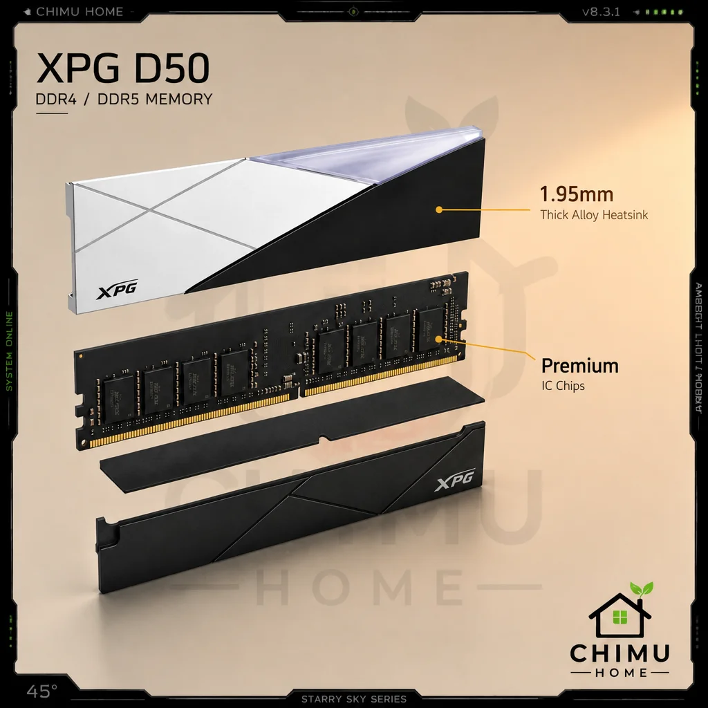 【CHIMU HOME】9.5 New XPG Spectrix D50 RGB DDR4 32GB (16GBx2) 3600MHz RAM Kit Original Unboxed Special Offer Gaming Memory