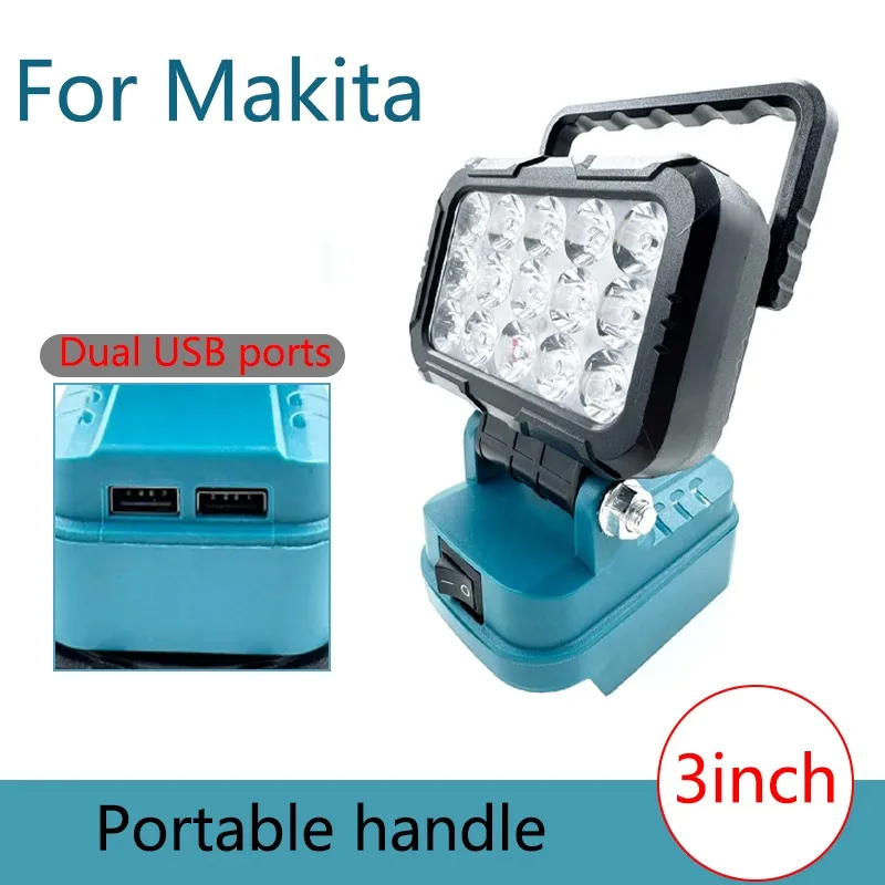 

Светодиодный рабочий фонарь для литий-ионного аккумулятора Makita 14,4 В 18 В с батарейным питанием для наружного освещения строительной площадки, аварийный светильник для обслуживания
