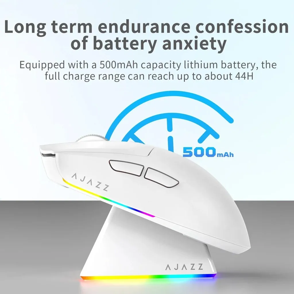 AJAZZ AJ139 V2 MC ماوس لاسلكي ثلاثي الوضع RGB 500mAh بطارية طويلة PAW3311 12000 ديسيبل متوحد الخواص 66g تصميم يد كبيرة لألعاب الكمبيوتر المحمول