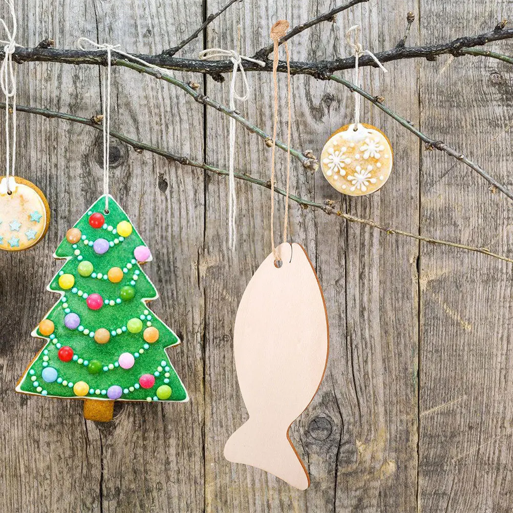 

64pcs Wooden Fish Cutouts Unfinished Diy Craft For Ocean Theme Wall Window Decor Paintable Wood Animal Ornaments Craft Wood