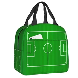 Scatola per il pranzo isolata con motivo a calcio di calcio per le donne borsa per il pranzo termica portatile per bambini borsa per alimenti da Picnic per bambini