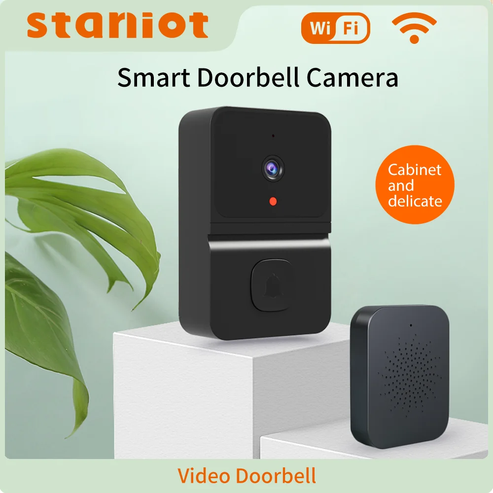 Intelligent Video Doorbell Camera WiFi Tuya Smart Wireless Door Bell Chime APP Two-Way Voice Call Works with Security Alarm