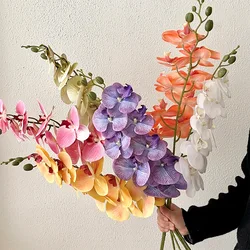 9 Head Latex Butterfly Orchid Artificial Flowers Hand Feeling Fake Flowers RoomTable Decoration Wedding Arrangement