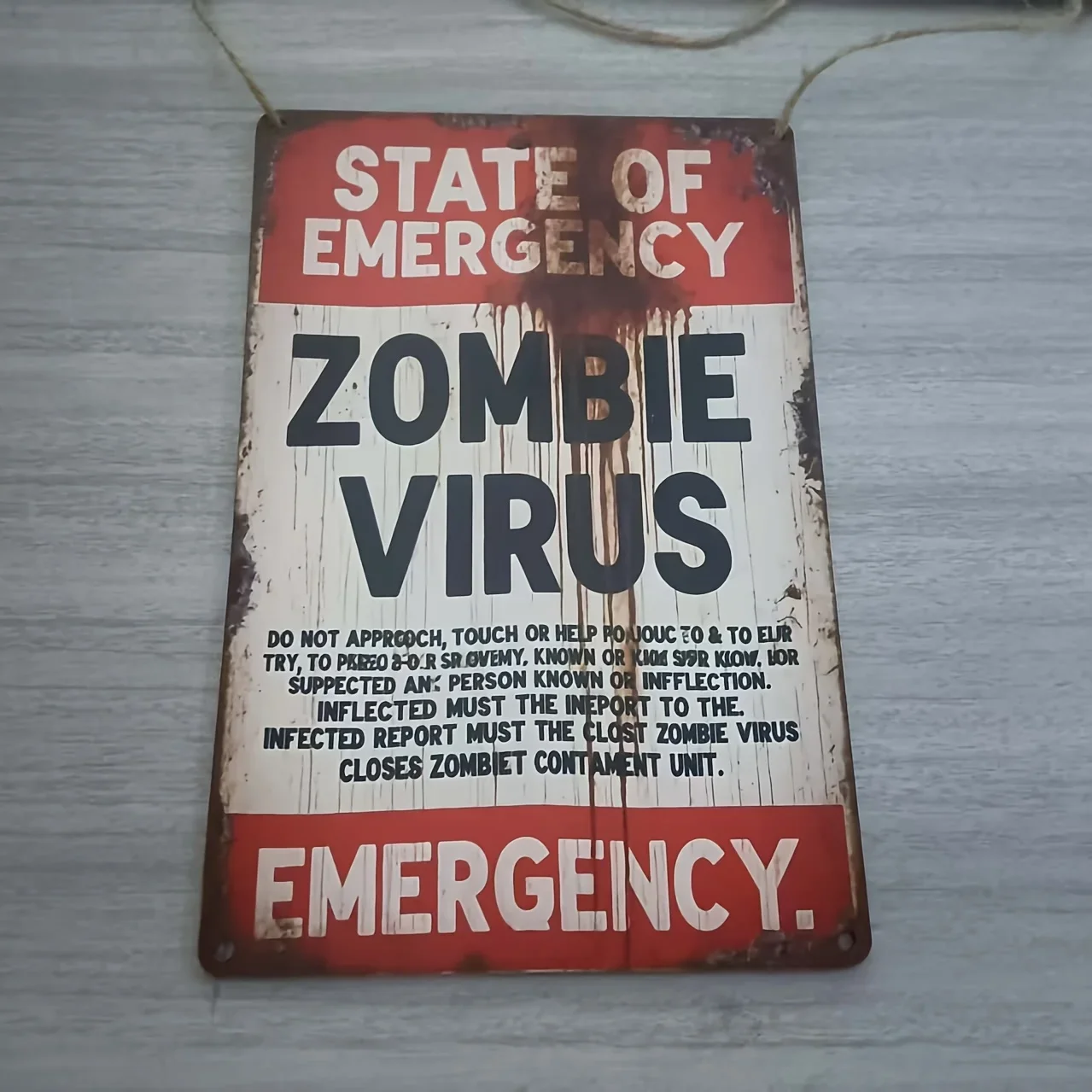 1 piece of 2D flat wooden product, [Zombie Virus Emergency State Wooden Sign], suitable for restaurants, bathrooms, and bedrooms
