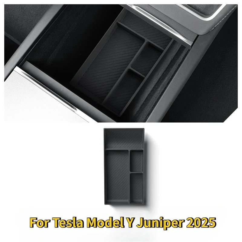 Für Tesla Model Y/YL Juniper 2025 Armlehnen-Unterfach Zubehör Mittelkonsole Organizer Ablagebox Wasserdichtes Silikon