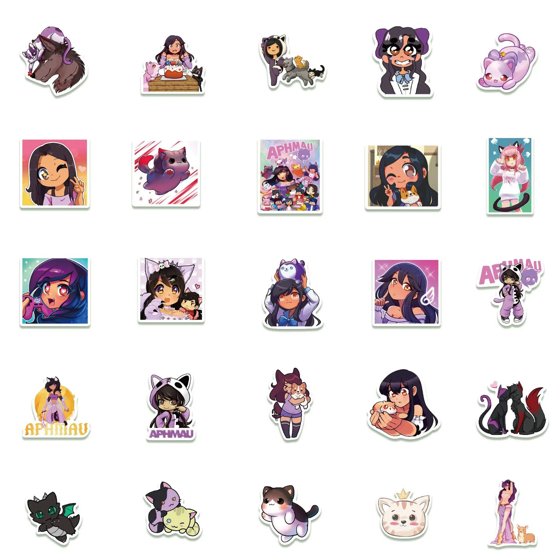 50 قطعة لعبة Aphmau الكرتون ملصقات الإبداع DIY بها بنفسك الهاتف المحمول الأمتعة سكيت الكتابة على الجدران الشارات متعة للأطفال الهدايا #3