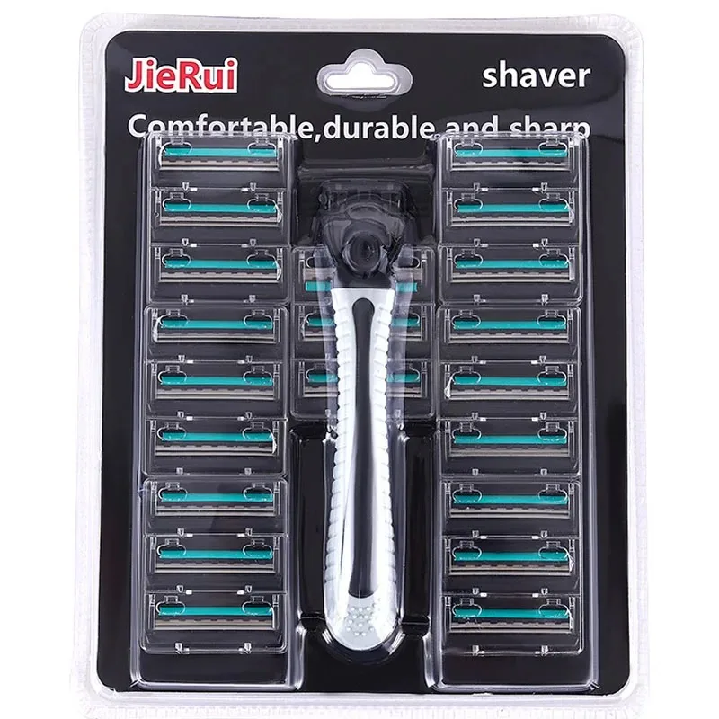

Men's Shaver Stainless Steel Shaving Three Layer Blade Shaver Reusable Razor Imported Blade Professional Barber Shaving Tools