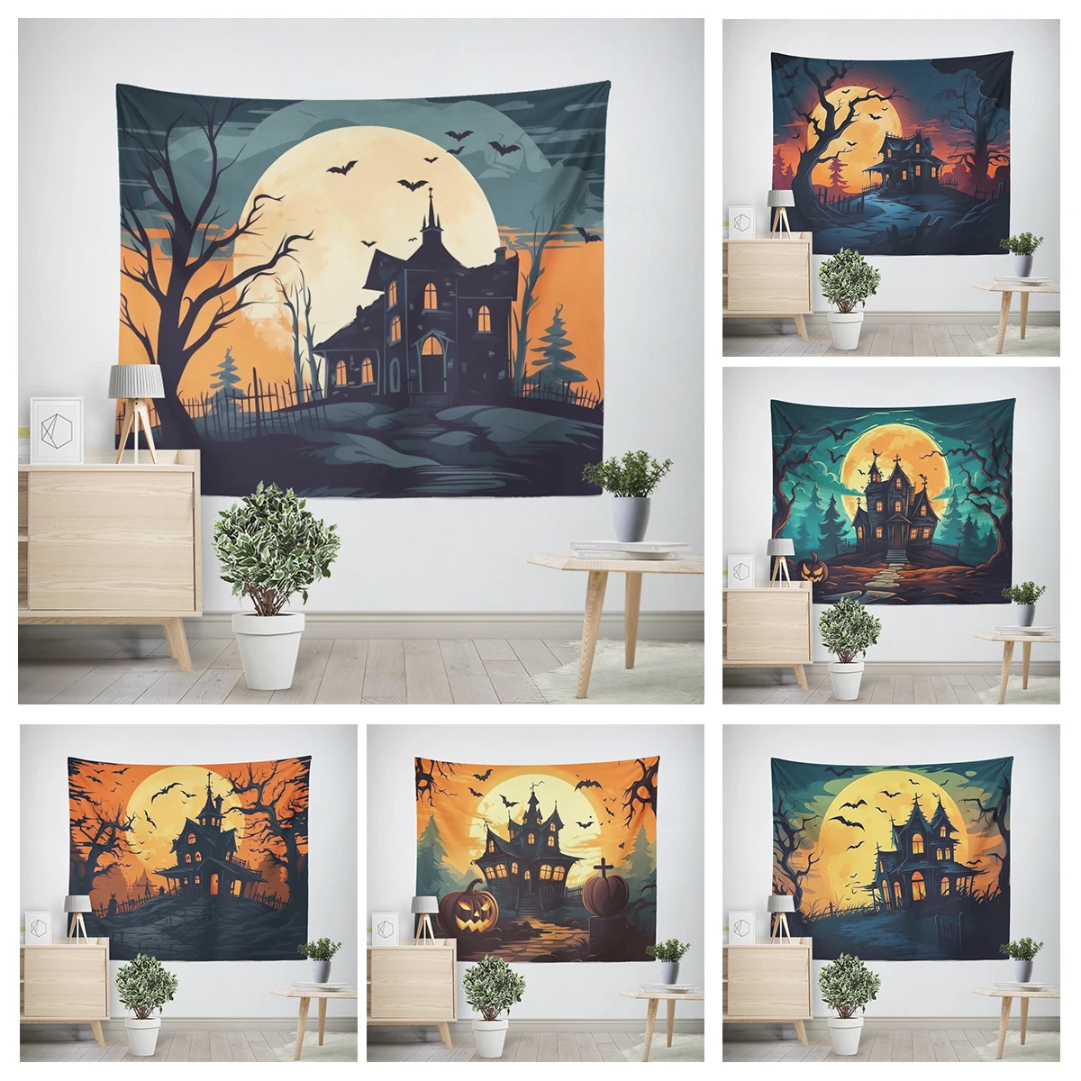 Home decorations modern room decor items wall tapestry aesthetic bedroom wall art large fabric tapestrys Halloween Autumn funny