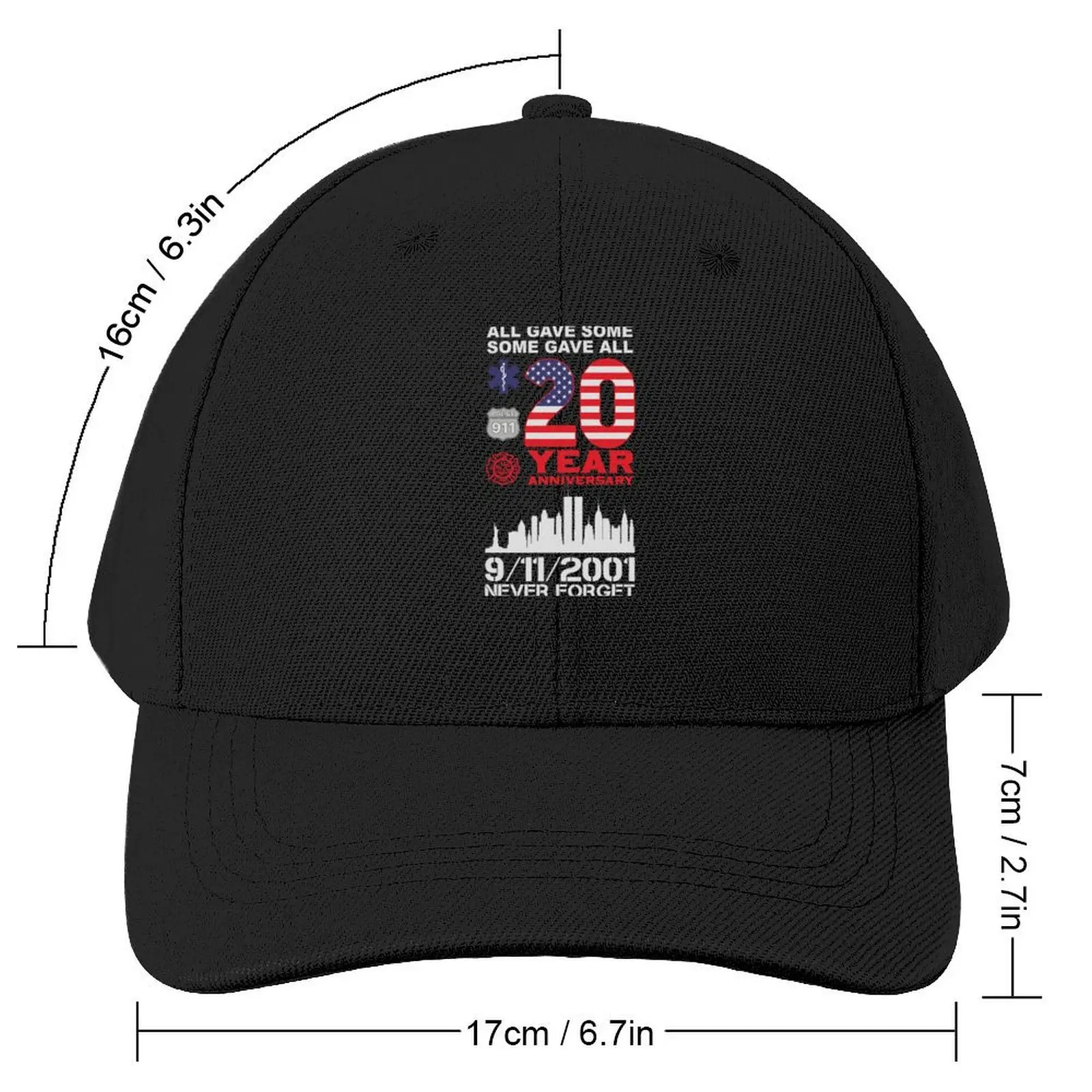 patriot day never forget 9 11 2001 anniversary Baseball Cap Icon Gentleman Hat Women Hats Men's