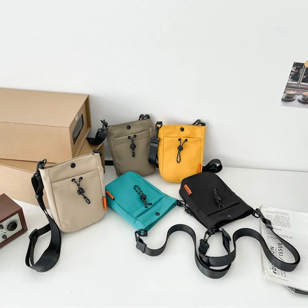 

Casual Crossbody Phone Pouch Handheld Multifunctional Nylon Shoulder Bag Street Style Solid Color Men Square Bag Business