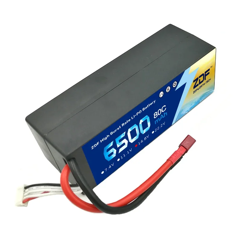 ZDF Lipo 4S 14.8V Lipo Battery 6500mAh 80C 160C Hard Case TRX  Discharger Rate For RC Car Helicopter Boat