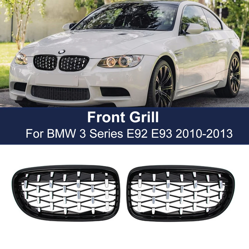 ABS Gloss Black Front Kidney Grill For BMW E92 E93 LCI 2 Doors 2010-2013 51137254967 51137254968 Diamond Meteor Style Grilles