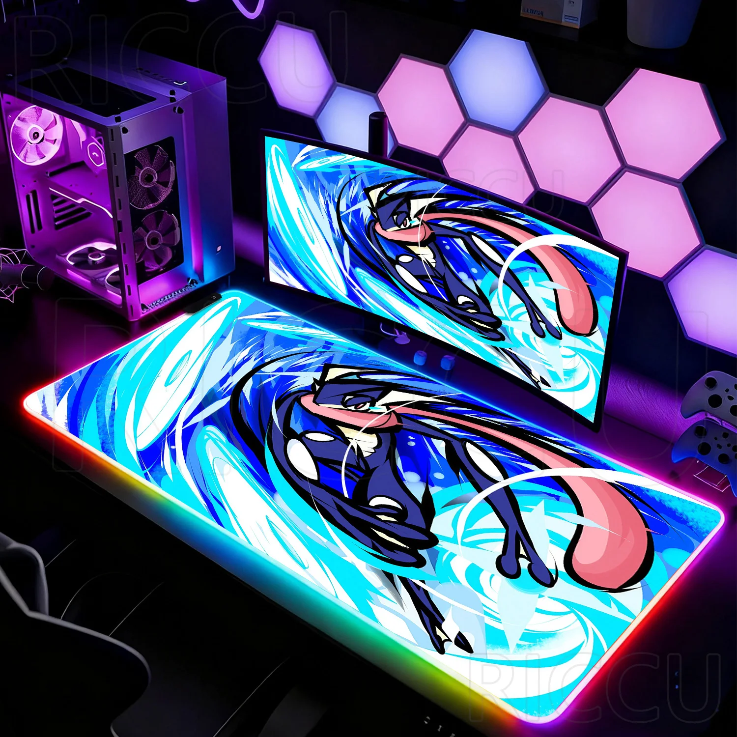 

RGB XXL Mouse Pad Gamer Pc Accessories Mouse Mats Pokemon Greninja expand Desk Mat Table of Office Carpet Gamer Rubber LED pad