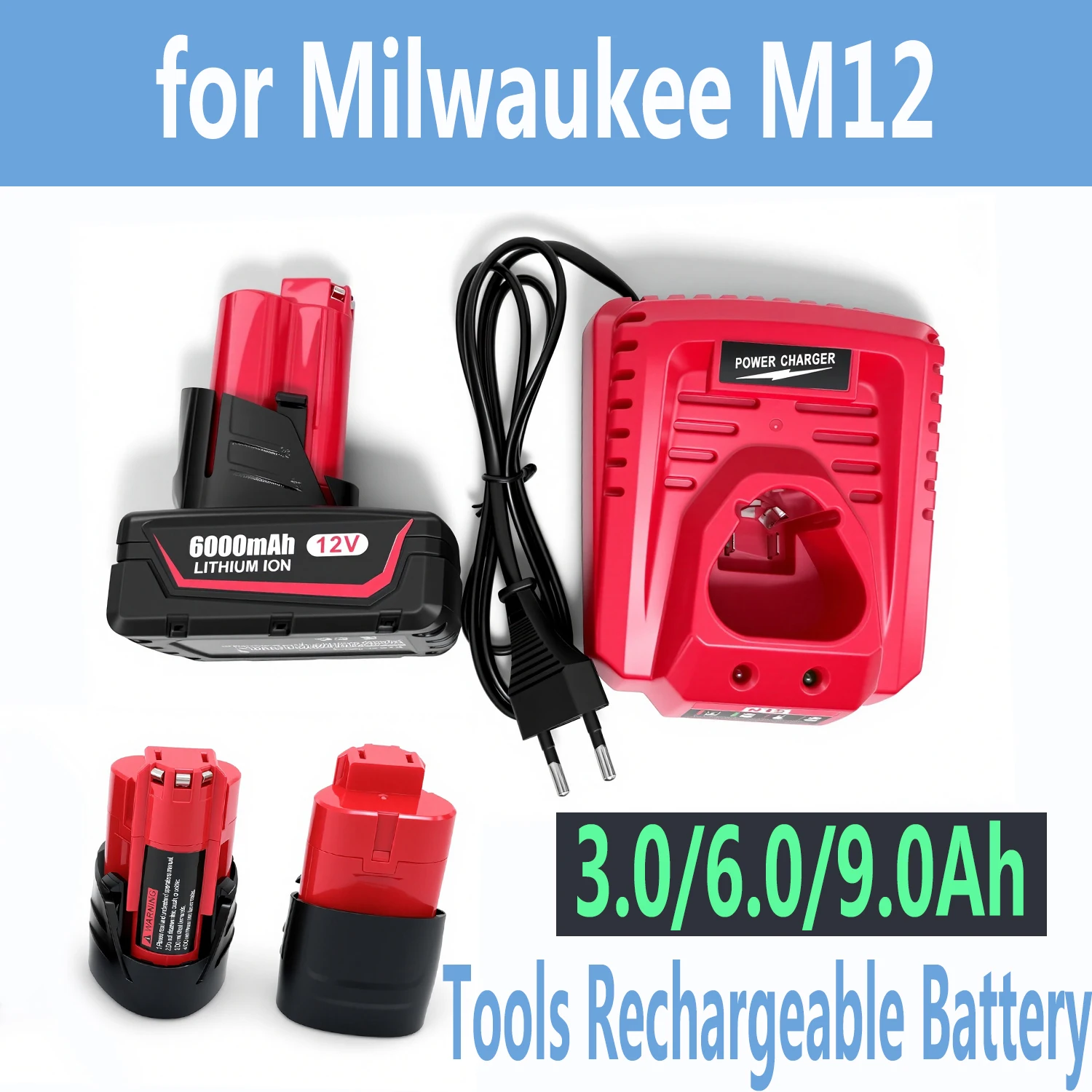 12V High capacity lithium battery For Milwaukee M12 XC Cordless Tools 48-11-2402 48-11-2401 MIL-12A-LI  Rechargeable Battery