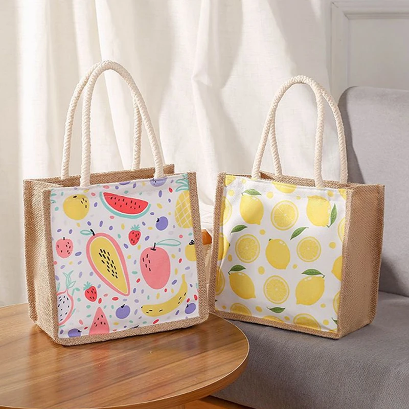 Japanese Cute Cotton Linen Lunch Bag for Girls Tote bag Work Large Capacity Shopping Bags Women Ins Fashion Accessories 2023