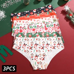 3PCS/Set Women's Christmas Briefs Sexy Low Rise Panties Comfortable Female Underwear Santa Claus Gifts Happy New Years Lingerie