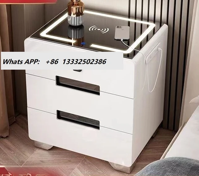 

Smart bedside table, simple and modern multi-function, wireless charging with light, fingerprint lock, Bluetooth audio bedroom