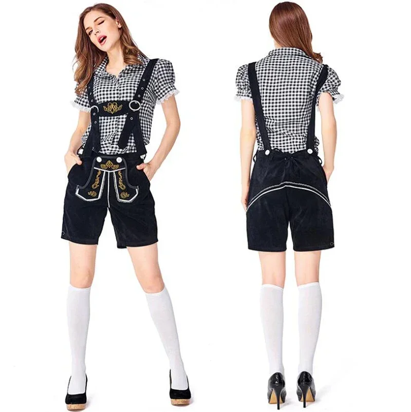 ألمانيا منقوشة قميص مهرجان أكتوبر زي البافارية Lederhosen مهرجان أكتوبر زي البيرة خادمة النادل تأثيري مهرجان أكتوبر الزي الرسمي