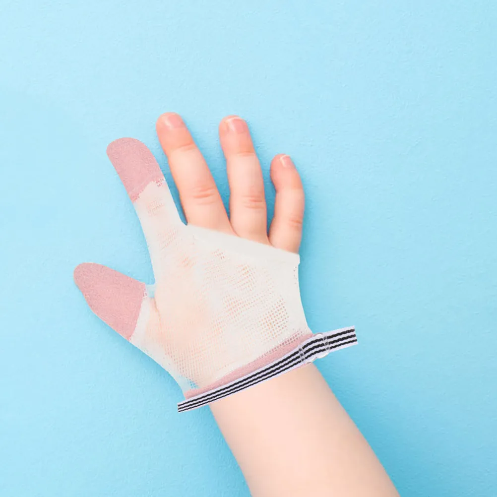 

Пара регулируемых перчаток для младенцев от сосания пальцев, мягкие дышащие защитные перчатки от обгрызания пальцев и ногтей