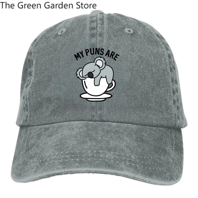 Australian Koala Multicolor Hat Peaked Men's Cap My Puns Are  Tea Personalized Visor Protection Hats