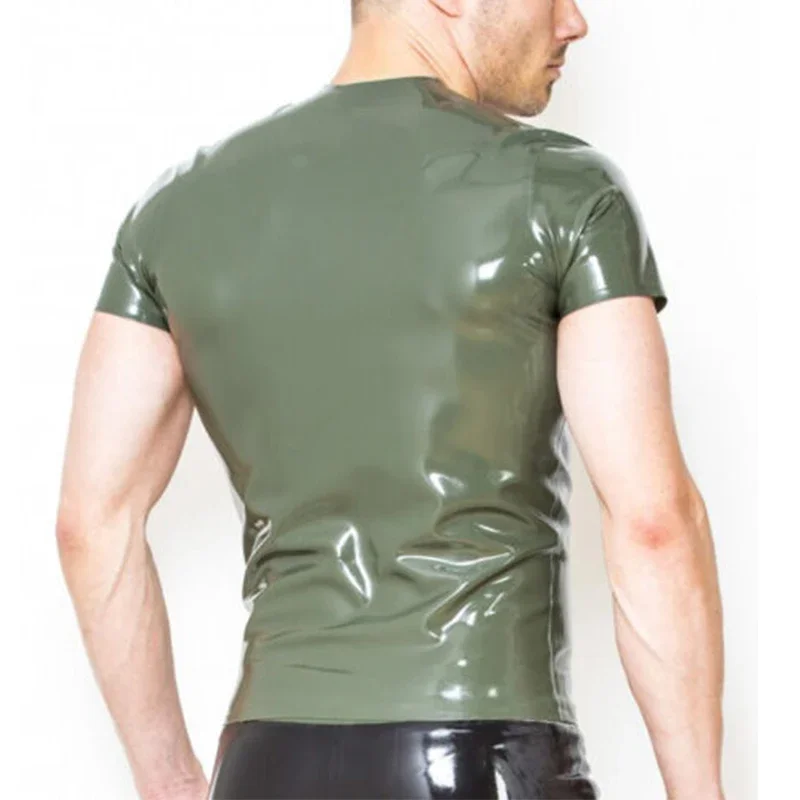 Handmade Latex T-shirt Rubber Tops No Zipper Short Sleeves Fitting Sexy Cool XS-XXXL .4mm