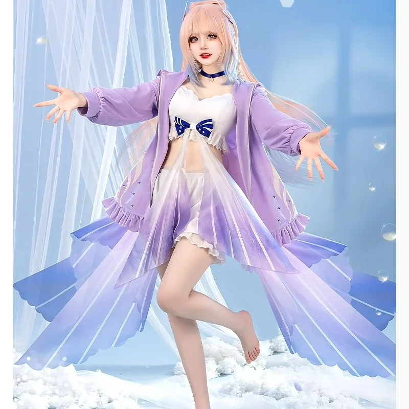 Sangonomiya Kokomi Cosplay Costume Game Genshin Impact Women Summer Deep-sea Pajamas Sexy Sleewear Nightclothes Full Set Stock