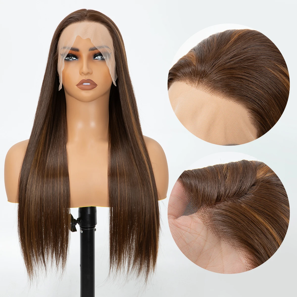

Premium 13*4 Long Straight Hair Heat-Friendly Synthetic Lace Front Wig Soft Transparent Lace Front High Temperature Fiber