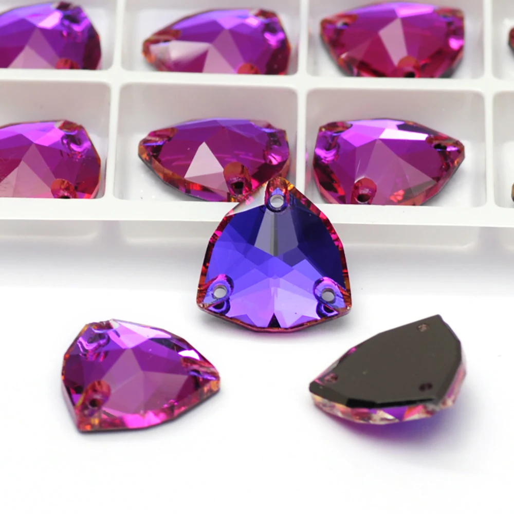 YANRUO Trilliant 6A Top Grade Neon Glitter Strass Glass Sew On Stones and Crystals Flat Back Rhinestones Sewing Accessories