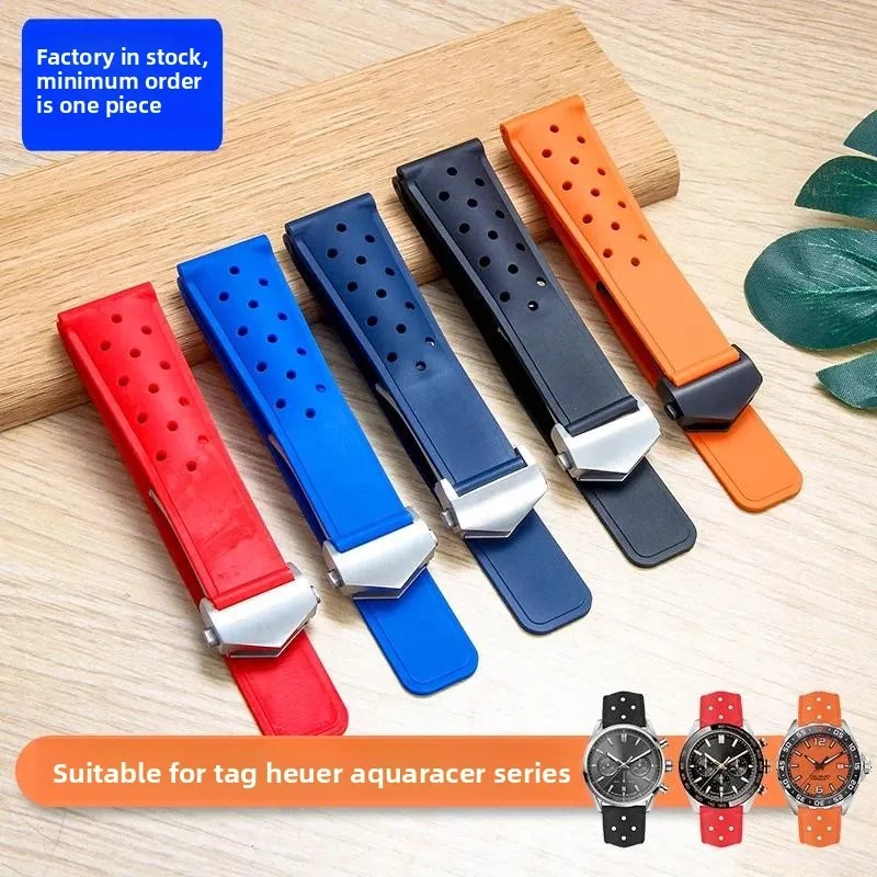 Ademende Rubberen Horlogeband 20/22Mm Voor Tag Strap Heuer F1 Caz201 Waz2113 Caz1010 Armband Stalen Vouw Gesp