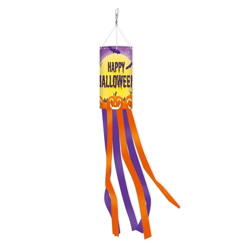 Pumpkin Ghost Pattern Halloween Wind Flag Wind Tube Flag Ribbon Festival Wind Vane Hanging Ghost Windsock Flag