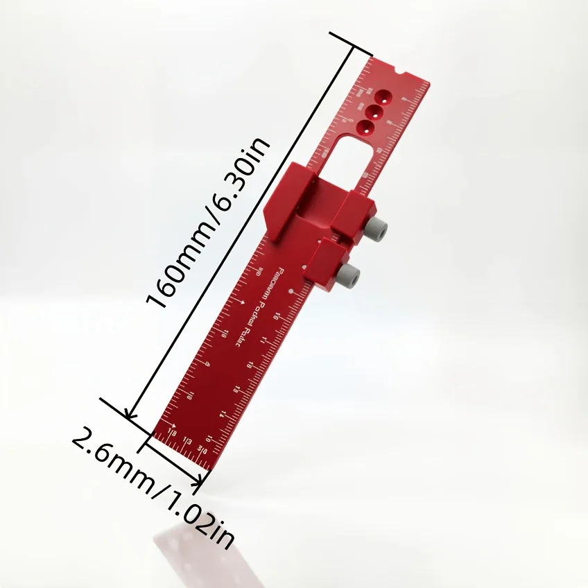 Aluminum Alloy Woodworking Pocket Ruler with Slider, Square T-shaped Ruler, T-shaped Track Reference Instrument view 3