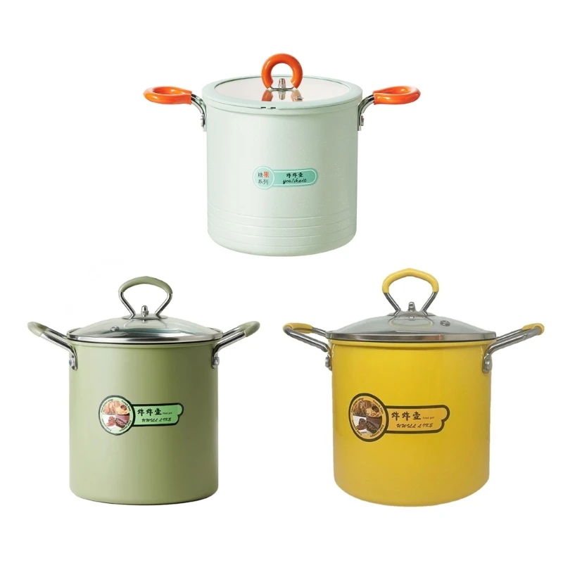 Household Oil Pots with Basket Nonstick Saucepan for Dorms and Small Kitchens 87HA