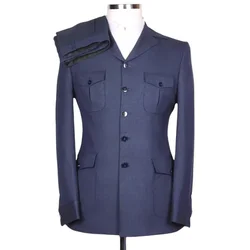 Men Suits 2 Piece Chic Single Breasted Four Pockets Suit Formal Social Business Casual Gentleman Wedding Tuxedo (Jacket+Pants)