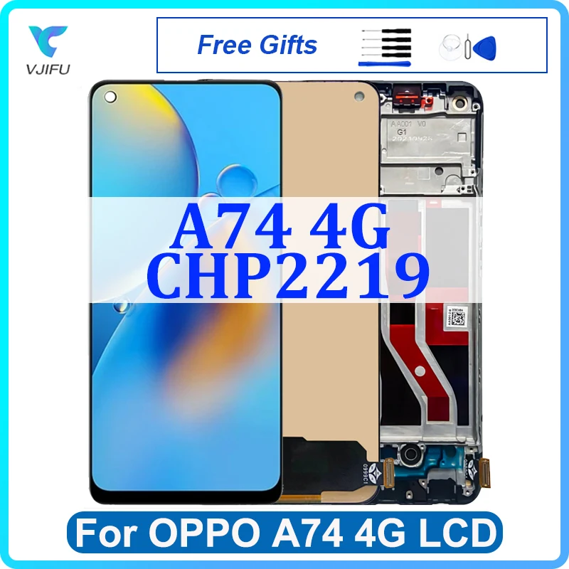 

6.5" LCD For OPPO A74 4G Display CHP2219 Touch Screen Digitizer Assembly Replacement With Frame Phone Repair Parts 100% Tested