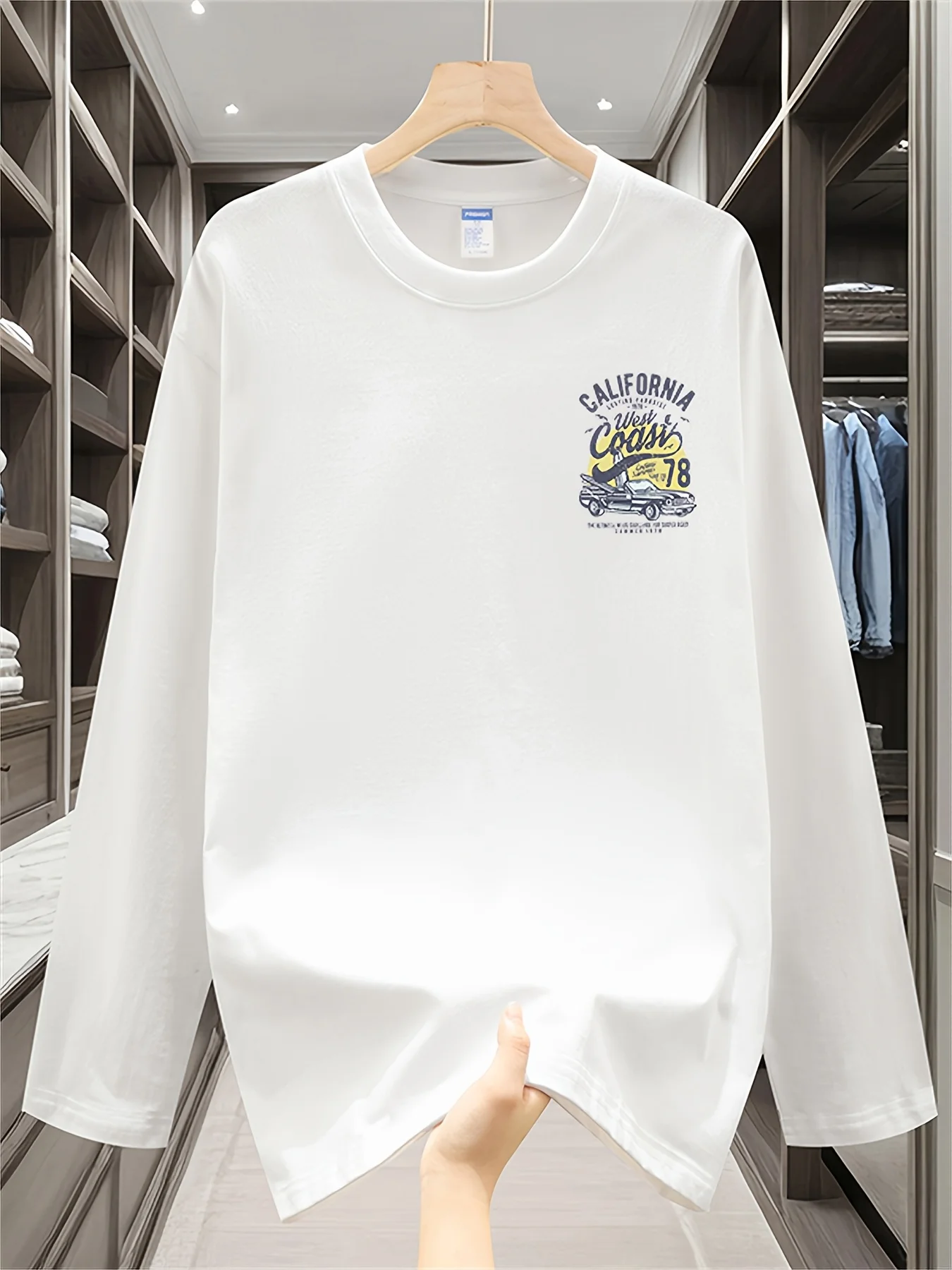 100 Cotton Autumn Long Sleeve T Shirt Simple Printed Round Neck Top Comfortable Wear Essential For Outdoor Leisure Sports Machi view 5