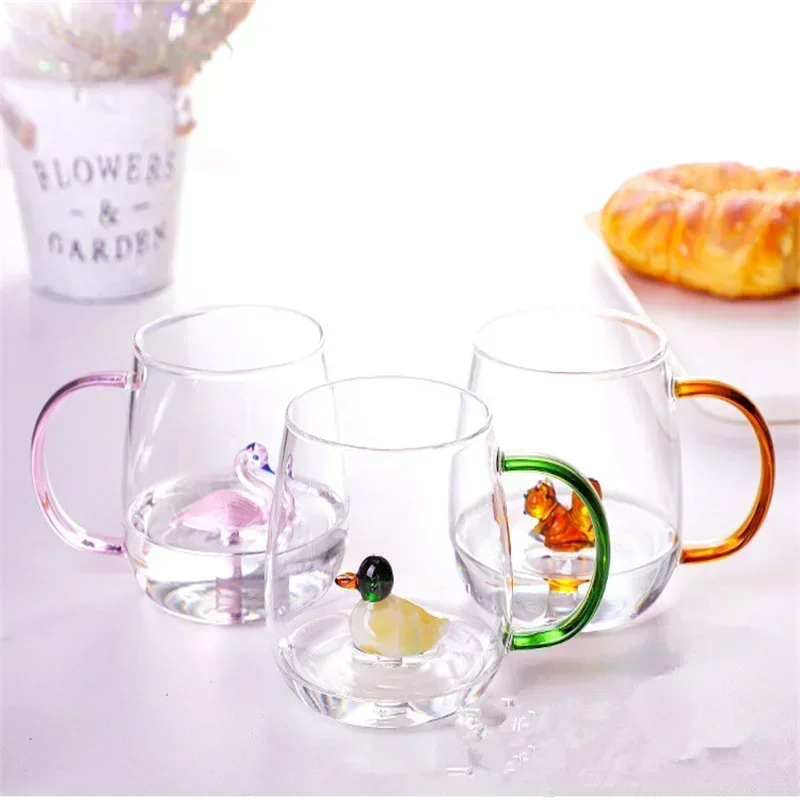 Cartoon Animal Shape Glass Home Cute High Borosilicate Glass Single Layer Cup Living Room with Guests Juice Cold Drink Cup