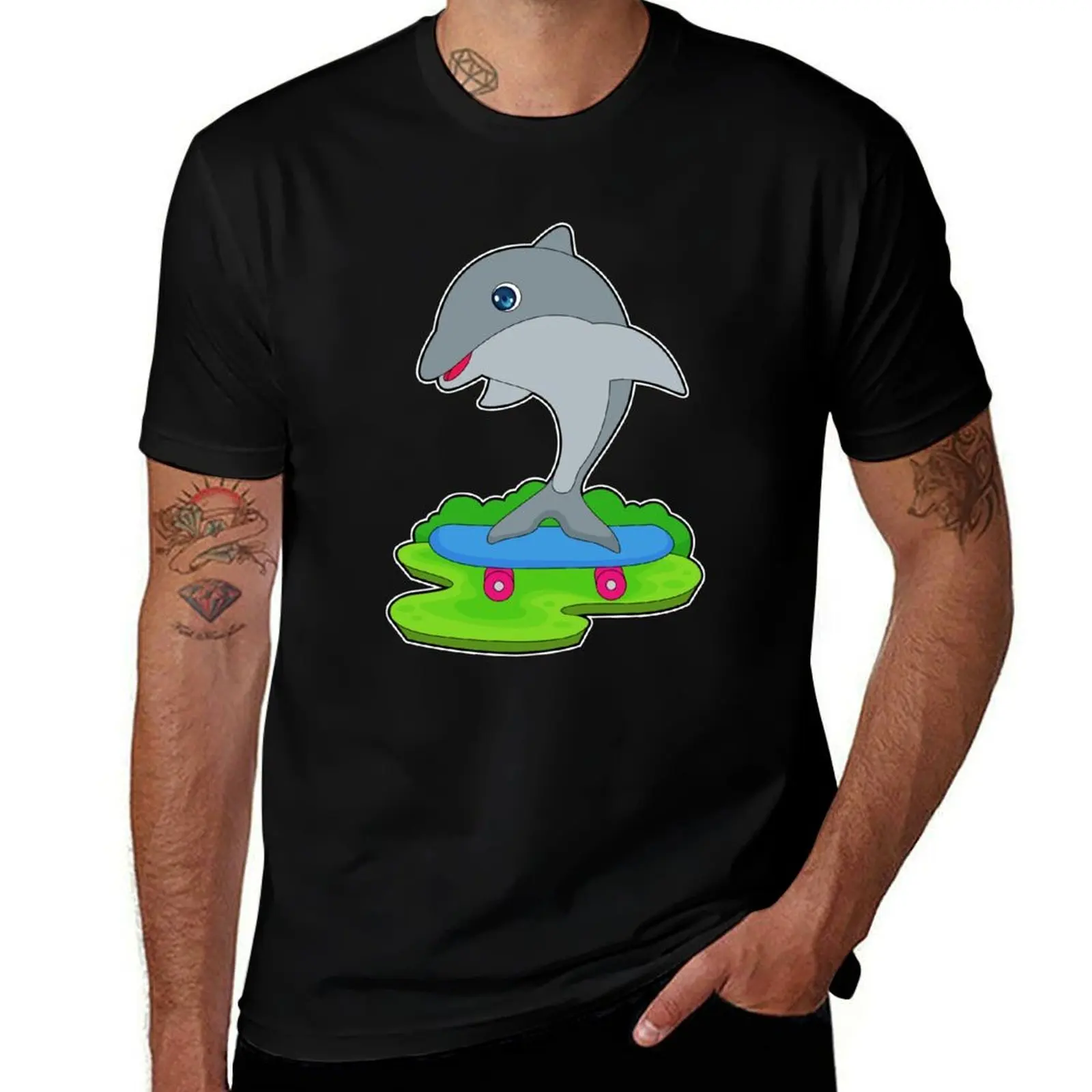 

Dolphin Skater Skateboard T-Shirt topping aesthetic clothes vintage anime shirt oversized t shirt designer t shirt men