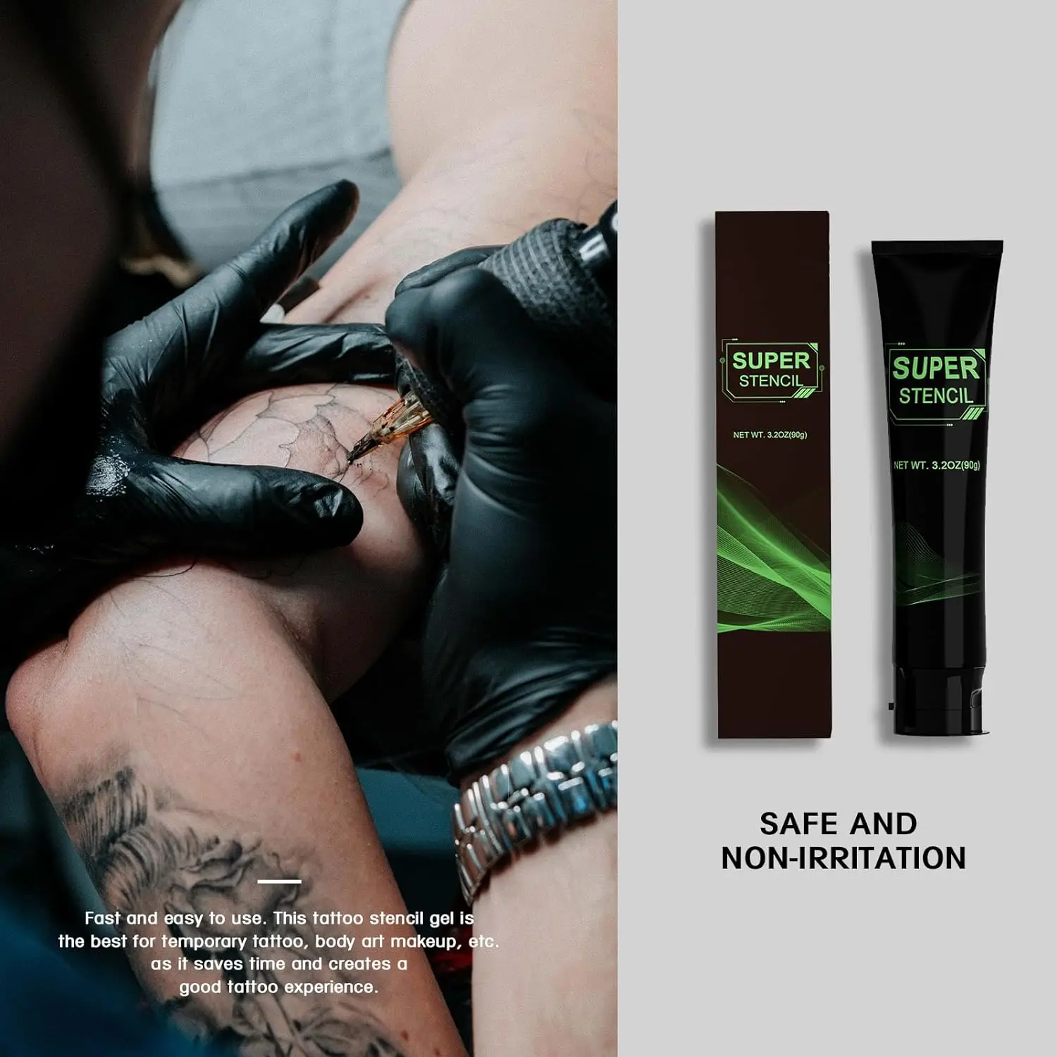 EZ Tattoo-Gel para plantillas, Gel suave y agradable para la piel, solución para tatuajes, 3,2 OZ