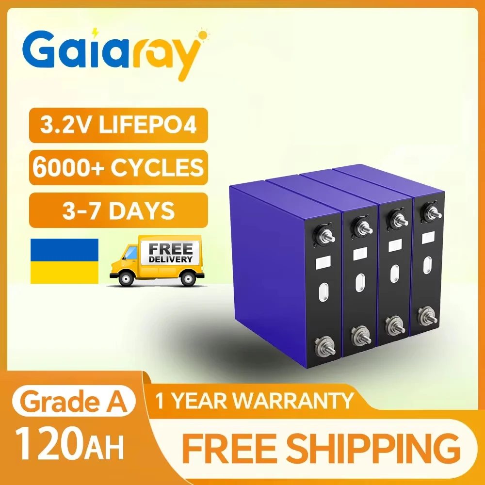 

Gaiaray Lifepo4 Батарея 3,2 В 120 Ач Литий-ионная аккумуляторная батарея CATL 4-16 шт. Для хранения солнечной энергии с шиной шпильки