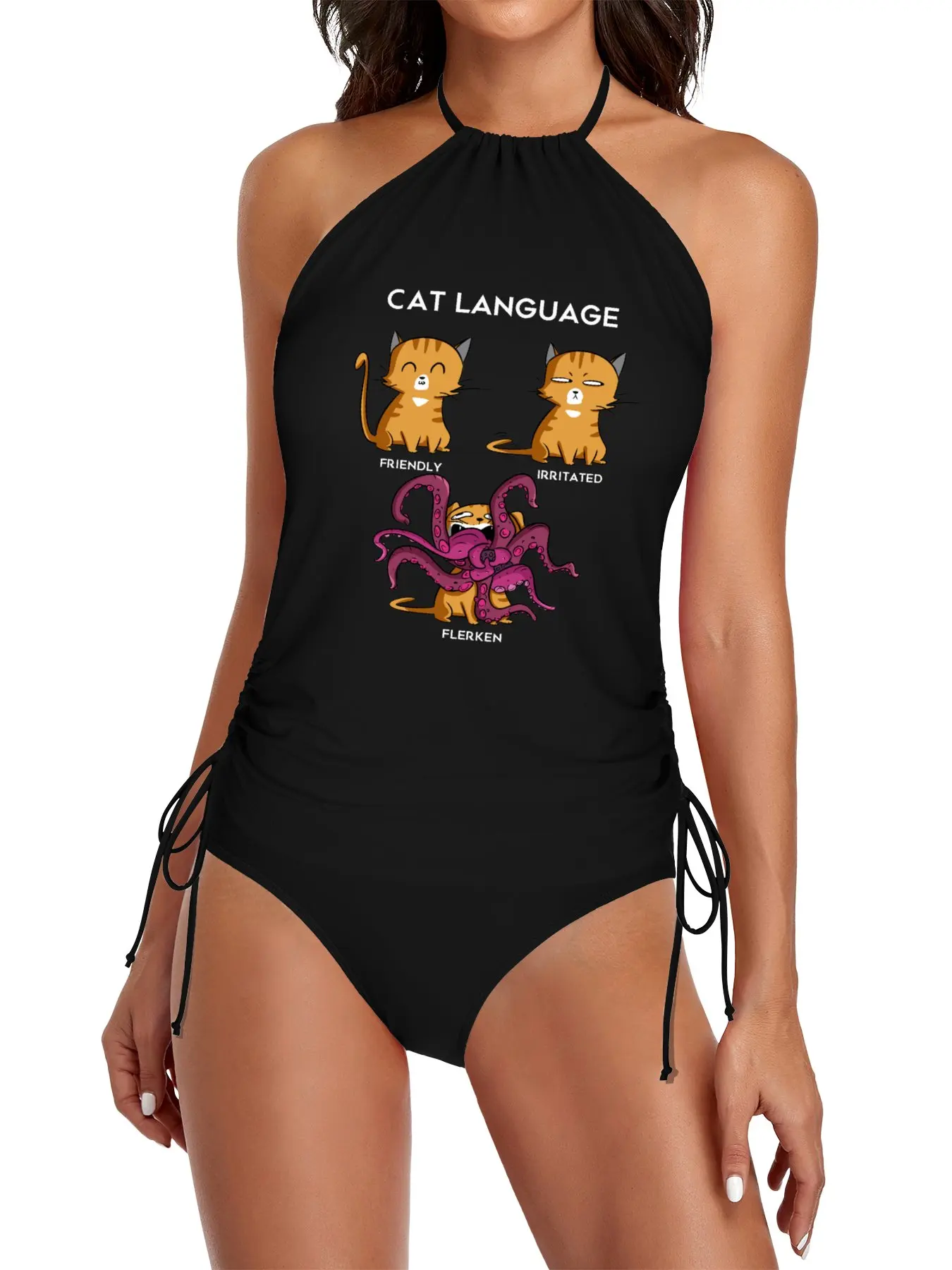 

Cat Language - Flerken Split Swimsuit Set women's swimsuits 2025 swimsuit for women beachwear for woman bikini costumes woman