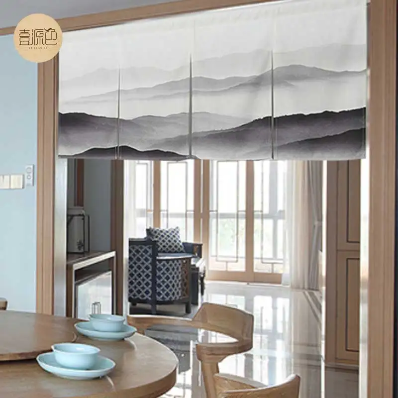 

Chinese Ink Landscape Horizontal Curtain Door Curtain Partition Curtain Bedroom Living Room Bathroom Feng Shui Curtain