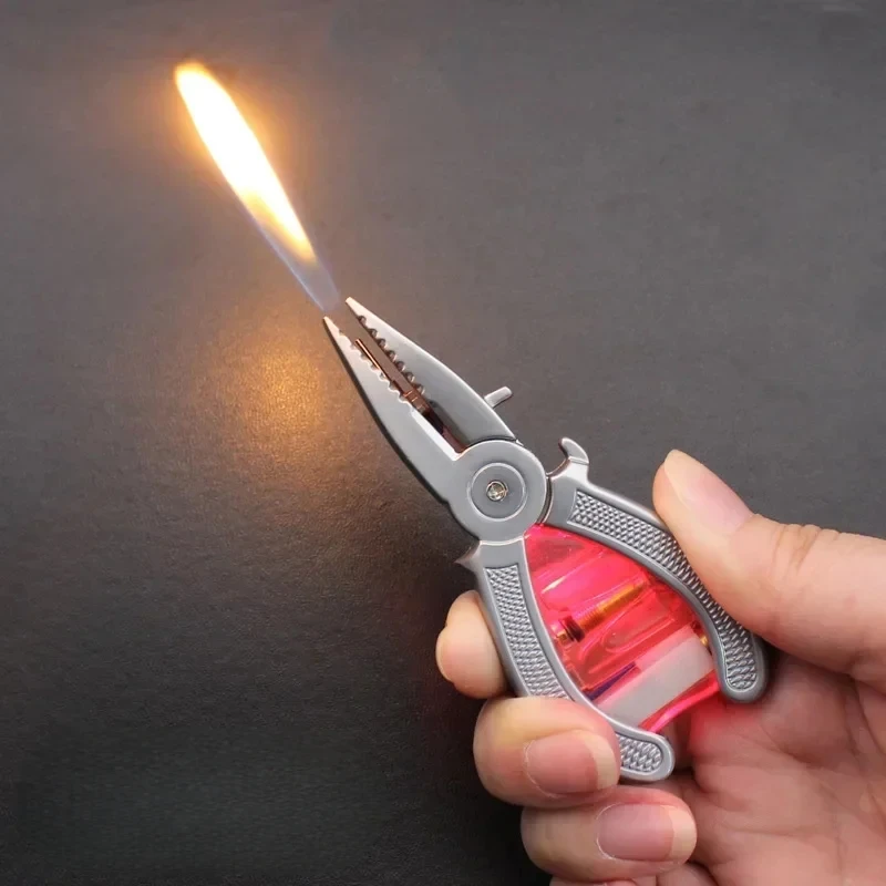 

New Pliers Lighter Bottle Opener Cold Transparent Strip Lighter Transparent Visible Air Window Men's Unusual Smoking Tool