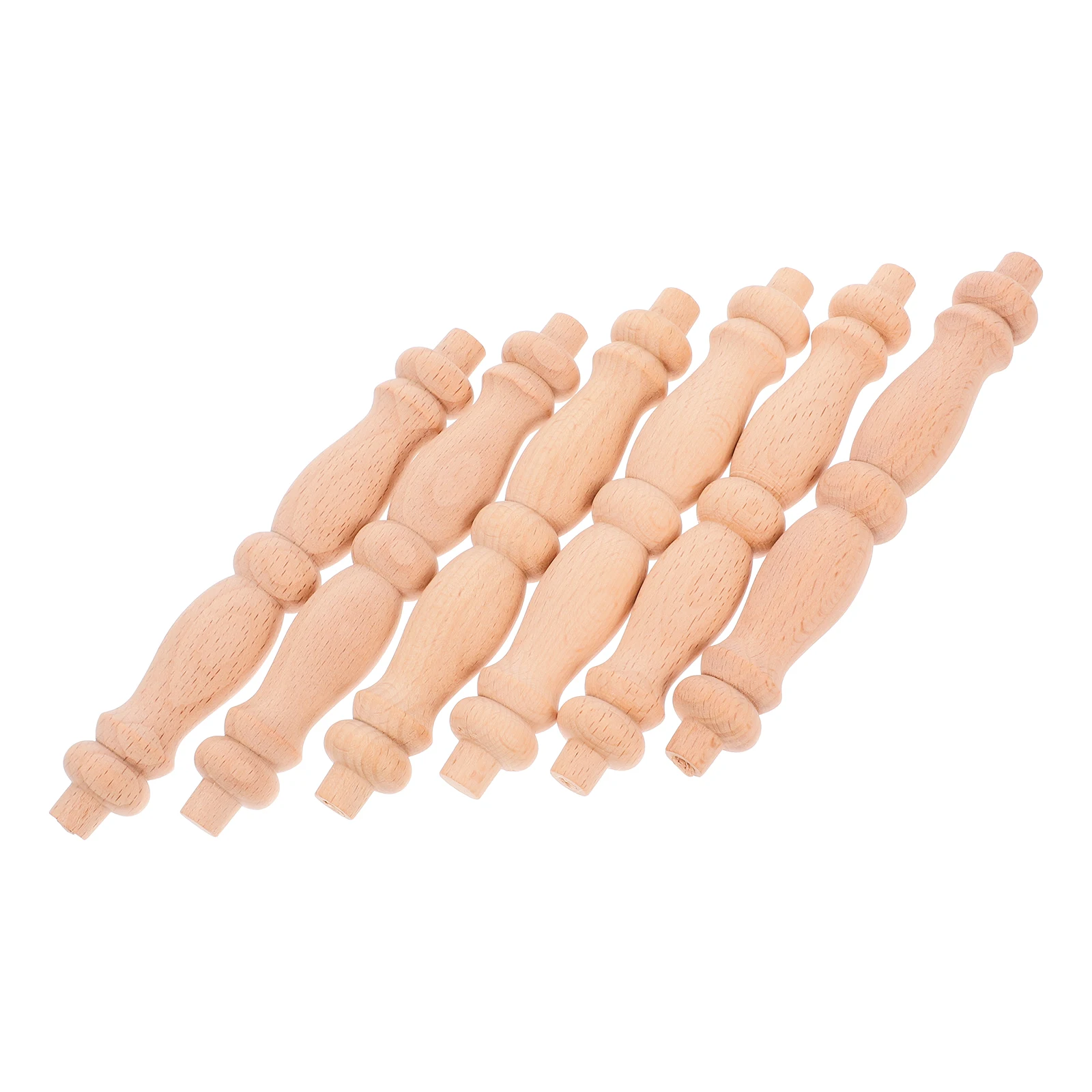 

6 Pcs Solid Wood Cabinet Spindles Unfinished Stair Railing Furniture Deck Baluster Table Legs Repair Mandrel