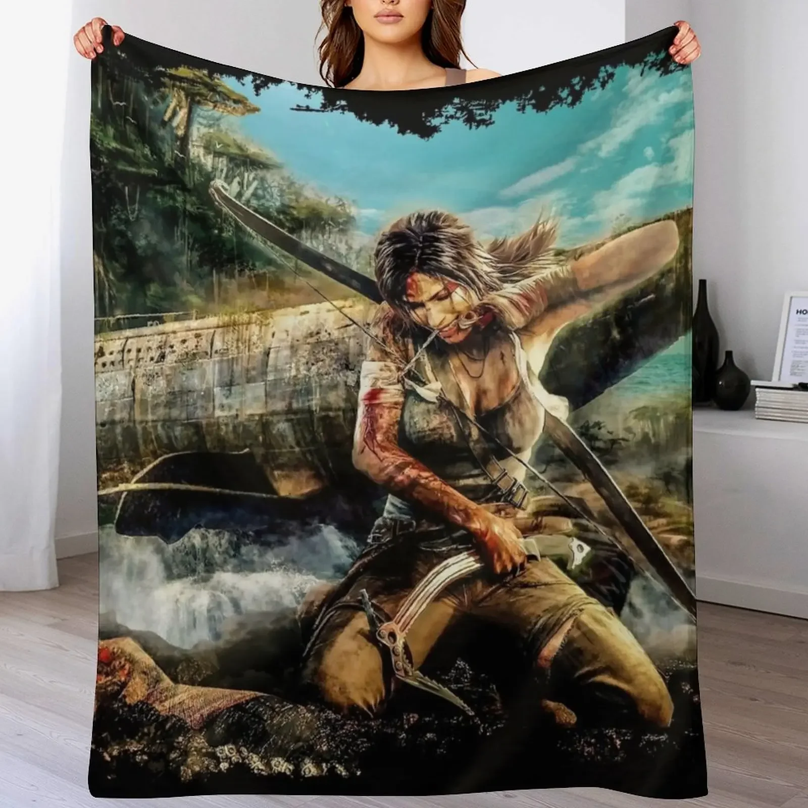 

Lara Croft Tomb Raider 8K Throw Blanket All Season Soft Lightweight Blanket for Home