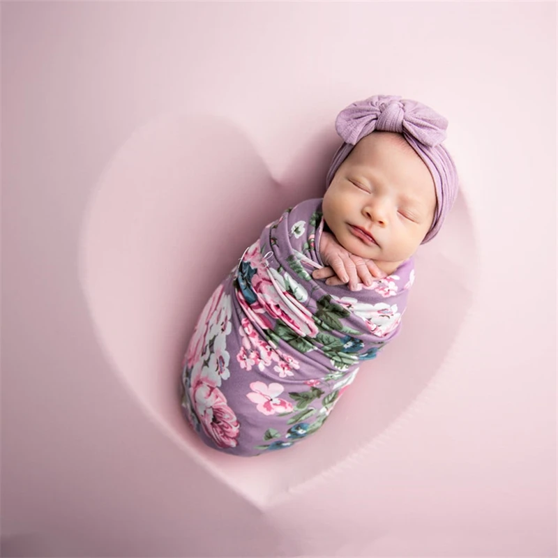 Strong Stretch Floral Infant Baby Photography Wraps Cloth Newborn Girl Elastic Flowers Photo Shoot Wrap Swaddle 33*175 cm