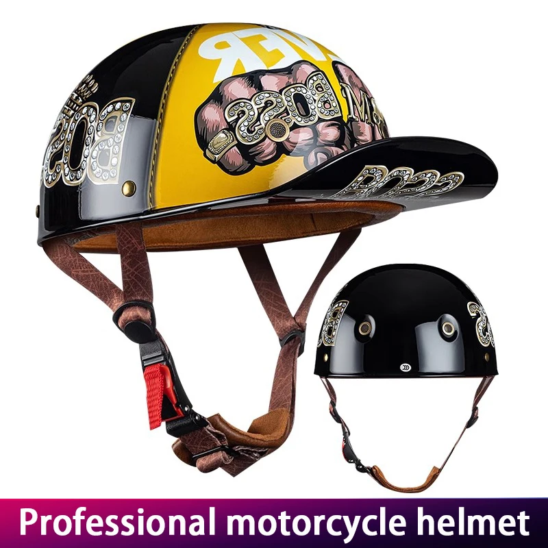 Authentic Vintage Motorcycle Helmet for Men Biker Half Helmet Customized Personalized Design Certified Protection image 4