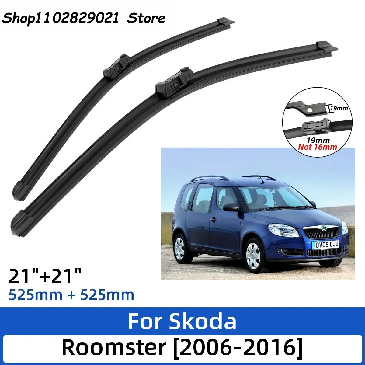 

2PCS For Skoda Roomster 2006-2016 21"+21" Front Wiper Blades Windshield Windscreen Window Cutter Accessories 2013 2014 2015 2016