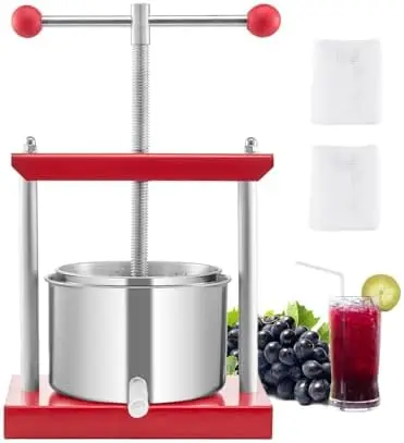 

3L Fruit Wine Press – Dual Stainless Steel Barrels, Manual Juice & Cider Maker for Home & Outdoor Use