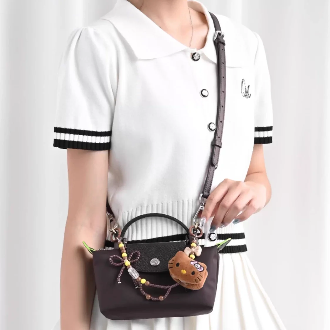 Sangle de sac à bandoulière de remplacement en cuir, adaptée à Longchamp Mocha Terra Mini, sans Modification de poinçonnage