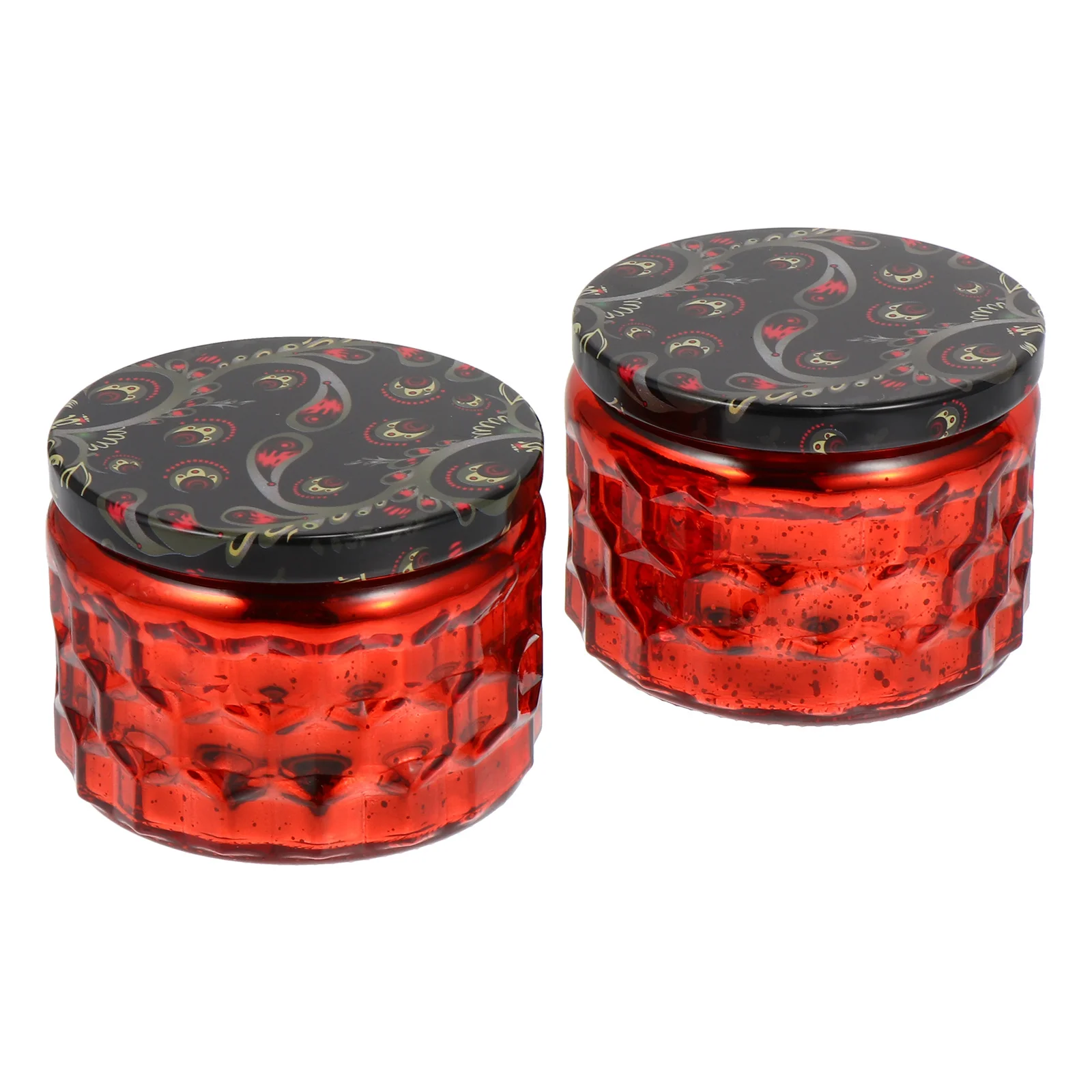 

1Set Cup Simple Design DIY Handmade Embossed Glass Container Lid Home Office Decorative